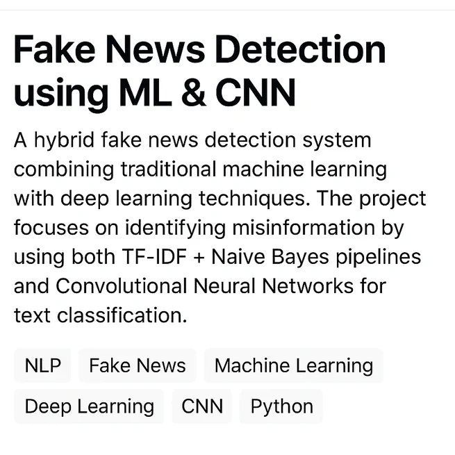 Fake News Detection using ML & CNN