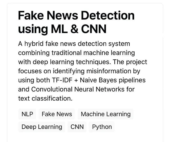Fake News Detection using ML & CNN