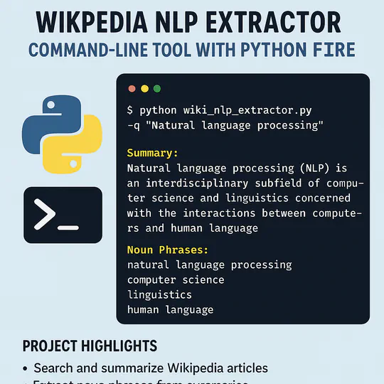 Wikipedia NLP Extractor – Command-Line Tool with Python Fire