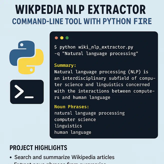 Wikipedia NLP Extractor – Command-Line Tool with Python Fire